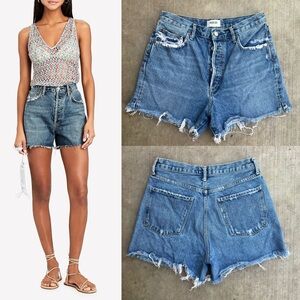 AGOLDE Dee high rise cutoff distressed button fly jean denim shorts 30